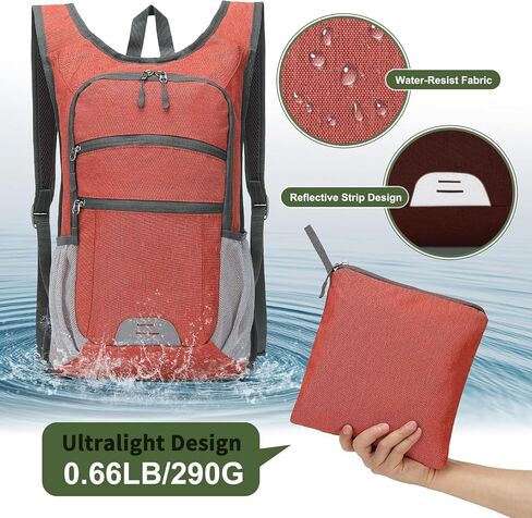 20L Foldable Backpack for Men Women, Ultra Lightweight Water-Resistant Small Packable Hiking Daypack for Travel Camping Outdoor (Leaf Print) in Saudi Arabia