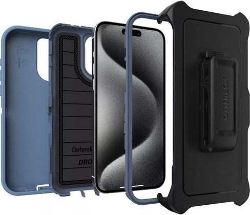 OtterBox iPhone 15 Pro Max (Only) - Defender Series Case - Black - Screenless - Rugged & Durable - with Port Protection - Holster Clip Includes - Microbial Defense Protection in Saudi Arabia