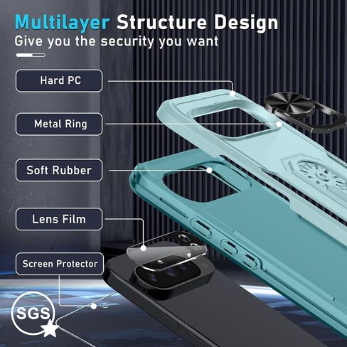 for Google Pixel 10/10 Pro Case with Screen Protector + Camera Lens Protector,Heavy Duty Shockproof Full Body Protective Cover Built in Rotatable Metal Ring Holder Kickstand,2025 Mint Green in Kuwait