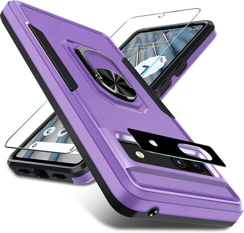 for Google Pixel 10/10 Pro Case with Screen Protector + Camera Lens Protector,Heavy Duty Shockproof Full Body Protective Cover Built in Rotatable Metal Ring Holder Kickstand,2025 Mint Green in Kuwait