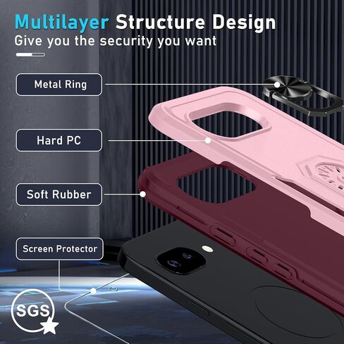 Designed for Google Pixel 10/10 Pro Case Built in Metal Ring Holder in Kuwait