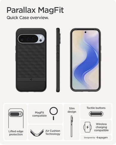 Spigen for Pixel 10/10 Pro Case, Parallax MagFit (2025) [Designed for Pixelsnap, Compatible with MagSafe Accessories] - Matte Black in Saudi Arabia