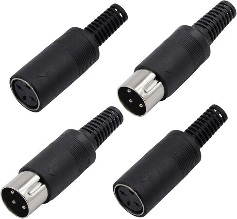 3 Pin DIN Connector 2PCS 3 Pin DIN Male Plug + 2PCS 3 Pin din Female Plug Soldering Connector for Audio Video AV MIDI Cable Adapter Keyboard in Kuwait