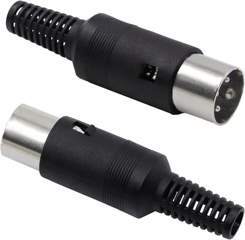 3 Pin DIN Connector 2PCS 3 Pin DIN Male Plug + 2PCS 3 Pin din Female Plug Soldering Connector for Audio Video AV MIDI Cable Adapter Keyboard in Kuwait
