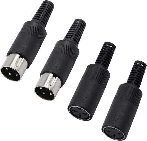 3 Pin DIN Connector 2PCS 3 Pin DIN Male Plug + 2PCS 3 Pin din Female Plug Soldering Connector for Audio Video AV MIDI Cable Adapter Keyboard in Kuwait