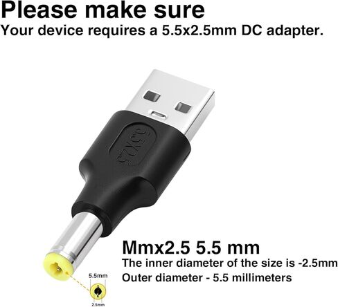 Danfetsoy USB to DC Adapter, 2.0 USB A Female to DC 5.5 x 2.5mm Male Power Adapter Suitable for Charging Electronic Devices(F/5.5x2.5, 4pack) in Saudi Arabia