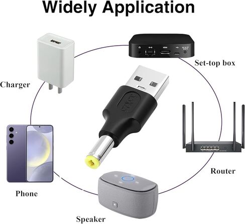 Danfetsoy USB to DC Adapter, 2.0 USB A Female to DC 5.5 x 2.5mm Male Power Adapter Suitable for Charging Electronic Devices(F/5.5x2.5, 4pack) in Saudi Arabia