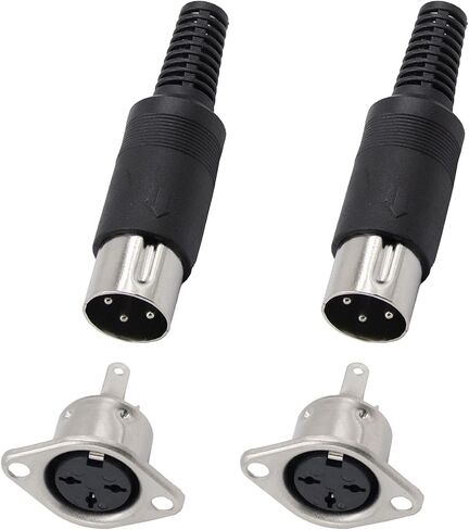 3 Pin DIN Connector 2PCS 3 Pin DIN Male Plug + 2PCS 3 Pin din Female Plug Soldering Connector for Audio Video AV MIDI Cable Adapter Keyboard in Kuwait