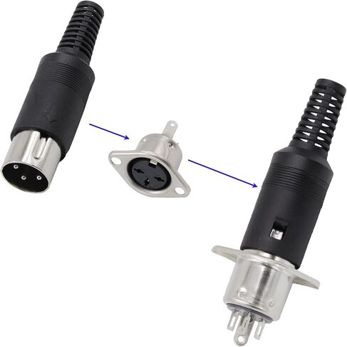 3 Pin DIN Connector 2PCS 3 Pin DIN Male Plug + 2PCS 3 Pin din Female Plug Soldering Connector for Audio Video AV MIDI Cable Adapter Keyboard in Kuwait