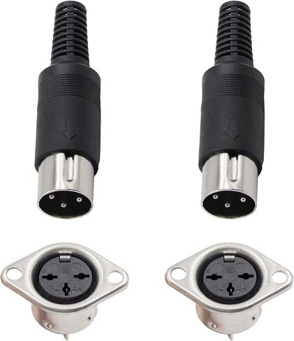 3 Pin DIN Connector 2PCS 3 Pin DIN Male Plug + 2PCS 3 Pin din Female Plug Soldering Connector for Audio Video AV MIDI Cable Adapter Keyboard in Kuwait
