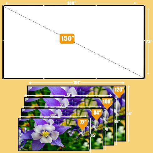 120" Foldable Projector Screen - Thickened 4-Corner Rope Design, Portable Anti-Crease 16:9 HD Indoor/Outdoor Movie Screen for Camping, Parties & Home Theater by Pryznal in Saudi Arabia