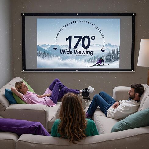 120" Foldable Projector Screen - Thickened 4-Corner Rope Design, Portable Anti-Crease 16:9 HD Indoor/Outdoor Movie Screen for Camping, Parties & Home Theater by Pryznal in Saudi Arabia