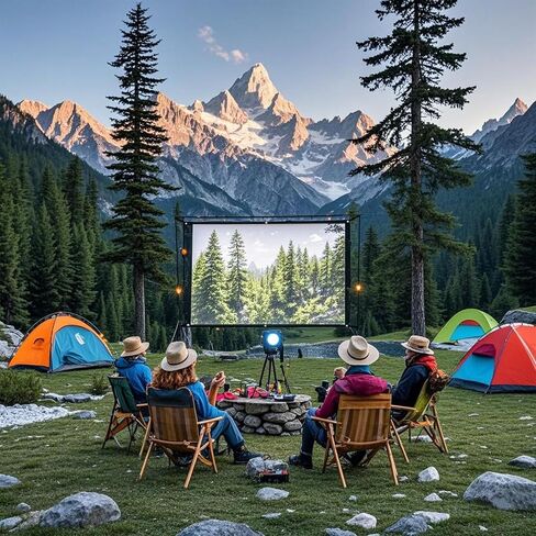 120" Foldable Projector Screen - Thickened 4-Corner Rope Design, Portable Anti-Crease 16:9 HD Indoor/Outdoor Movie Screen for Camping, Parties & Home Theater by Pryznal in Saudi Arabia