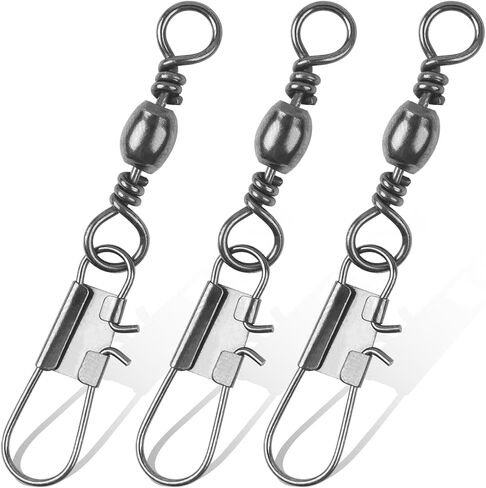 JSHANMEI Fishing Swivels Snap, Barrel Swivels Fishing Tackle, Stainless Steel Safty Interlock Snaps Leader Line Lure Connector Freshwater Saltwater in Saudi Arabia