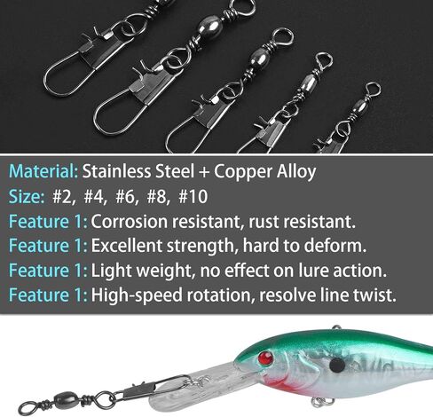 JSHANMEI Fishing Swivels Snap, Barrel Swivels Fishing Tackle, Stainless Steel Safty Interlock Snaps Leader Line Lure Connector Freshwater Saltwater in Saudi Arabia