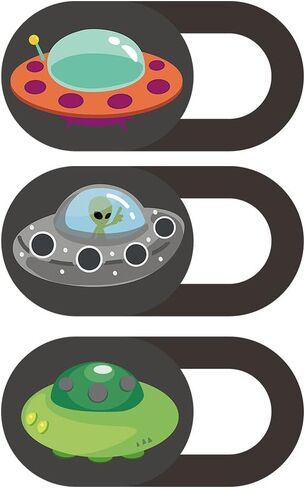 غطاء كاميرا الكمبيوتر المحمول Homsfou UFO 3pcs - شريحة خصوصية واقي ملائم للأجهزة اللوحية والهاتف الأسود ABS in Kuwait