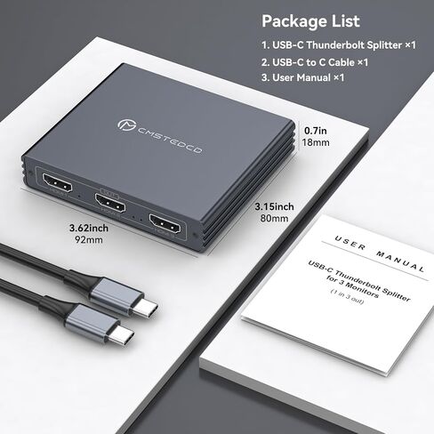 USB C to 3 HDMI Adapter 4K60Hz HDMI SPINGENT SPINCH 3 ORNITORS MST HUB USBC SPLITTER 1 في 3 OUT مع شحن PD 100W ، متوافق مع الكمبيوتر المحمول ، الكمبيوتر ، بطاقة USB-C in Kuwait
