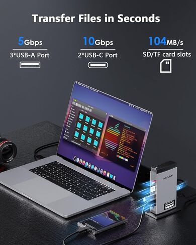Wavlink Displaylink Station 3 شاشات مع محول طاقة 130WPD ، USB C Dock لـ M1/M2/M3/M4/MAC و Windows ، Thunderbolt 4/3 in Saudi Arabia