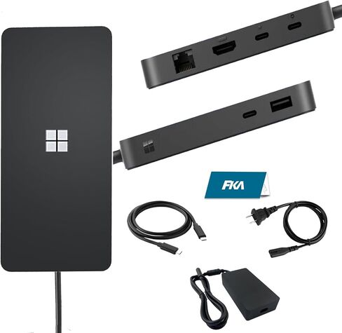Microsoft Surface Dock 2, Surface Pro Docking Station with USB-C Cable, 199W Power Adapter, Compatible with Surface Pro 4/5/6/7, Surface Book 2/3, Surface Go 2/3/4 & Studio (Renewed) in Saudi Arabia