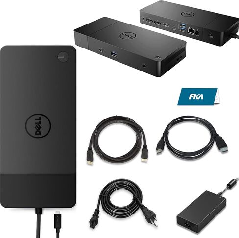 Dell WD19TB Thunderbolt Dock, 180W Dell Docking Station with HDMI/Dual DisplayPort, Dual Monitor Support, Bundle with HDMI/DP Cables (Renewed) in Saudi Arabia