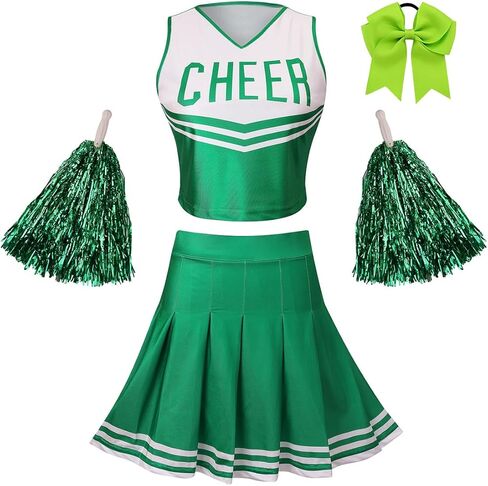 GRAJTCIN Teenagers & Womens Cheerleader Costume Halloween Party Cute Cheer Outfit Crop Top in Kuwait