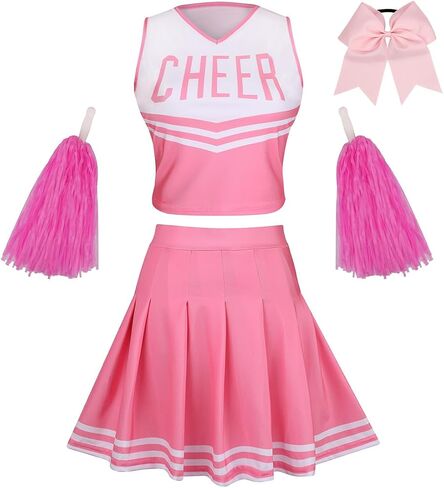 GRAJTCIN Teenagers & Womens Cheerleader Costume Halloween Party Cute Cheer Outfit Crop Top in Saudi Arabia