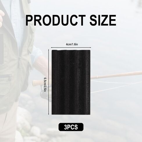 3pcs Ripple Texture Foam Fly Patch, Black Fly Fishing Rippled Foam with Hook Loop Sticker Light Weight Foams Vest Fishing Tackle Tools Accessories for Vest in Saudi Arabia