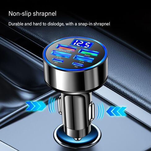 شاحن السيارة USB C مع عرض الجهد LED ، 6 منافذ PD و QC3.0 محول ولاعة سجائر السيارات لعشاق الأجهزة اللوحية ، شاحن Universal 12V/24V ولاعة السجائر USB in Kuwait