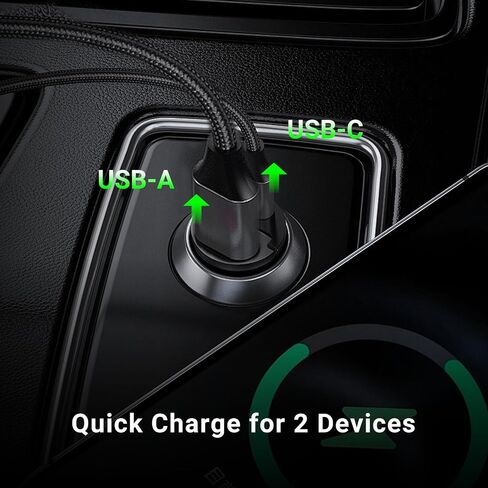 CMARS 65W+60W Cigarette Lighter Adapter,for iPhone 16 car Charger USB C/A,Fast Charging for iPhone,Car Phone Charger Dual Port for iPhone 16/15/14/13/12 Series and Samsung/Other Android Devices Black in Kuwait