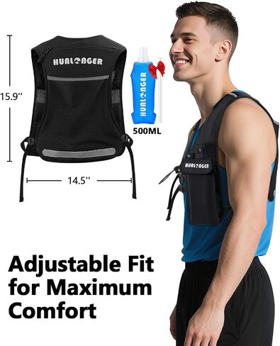 الجري سترة ترطيب للنساء الرجال ، حزمة ترطيب خفيفة الوزن مع قارورة ناعمة 500 مل ، حقيبة ظهر قابلة للتعديل على الأشرطة العاكسة للركض سباق الماراثون الركض الركض in Kuwait