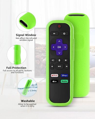4 حزمة OneBom الغطاء البعيد لـ Roku ، العلبة عن بُعد متوافقة مع Roku Voice الرسمي البعيد ، وأكمام تحكم الحماية العالمية للسيليكون في Roku TV توهج في الظلام مع الحبل in Kuwait