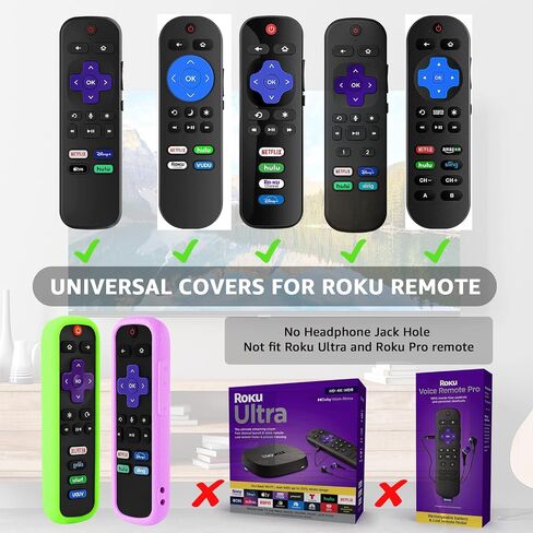 4 حزمة OneBom الغطاء البعيد لـ Roku ، العلبة عن بُعد متوافقة مع Roku Voice الرسمي البعيد ، وأكمام تحكم الحماية العالمية للسيليكون في Roku TV توهج في الظلام مع الحبل in Kuwait