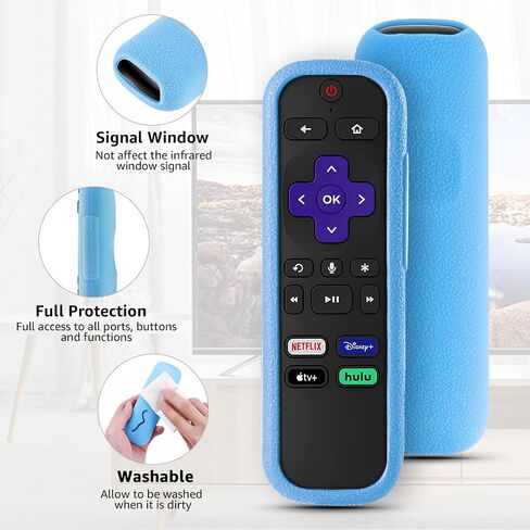 4 حزمة OneBom الغطاء البعيد لـ Roku ، العلبة عن بُعد متوافقة مع Roku Voice الرسمي البعيد ، وأكمام تحكم الحماية العالمية للسيليكون في Roku TV توهج في الظلام مع الحبل in Kuwait