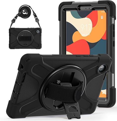 حقيبة حمل ZenRich لجهاز Lenovo Tab M9 (إصدار 2023 مقاس 9.0 بوصات) TB-310FU/ TB-310FX، حافظة حماية متينة لكامل الجسم مع [حامل دوار 360] [حزام يد] [حزام كتف] لجهاز Lenovo Tab M9، أسود in Kuwait