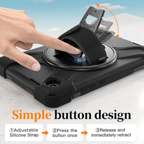 حقيبة حمل ZenRich لجهاز Lenovo Tab M9 (إصدار 2023 مقاس 9.0 بوصات) TB-310FU/ TB-310FX، حافظة حماية متينة لكامل الجسم مع [حامل دوار 360] [حزام يد] [حزام كتف] لجهاز Lenovo Tab M9، أسود in Kuwait