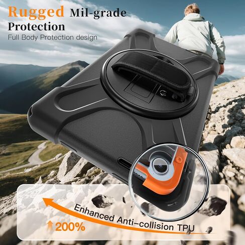 حقيبة حمل ZenRich لجهاز Lenovo Tab M9 (إصدار 2023 مقاس 9.0 بوصات) TB-310FU/ TB-310FX، حافظة حماية متينة لكامل الجسم مع [حامل دوار 360] [حزام يد] [حزام كتف] لجهاز Lenovo Tab M9، أسود in Kuwait