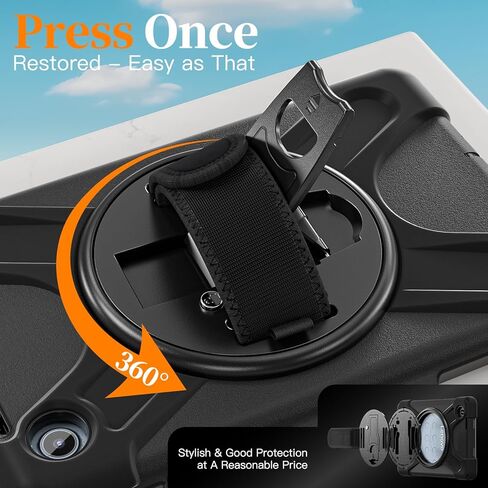 حقيبة حمل ZenRich لجهاز Lenovo Tab M9 (إصدار 2023 مقاس 9.0 بوصات) TB-310FU/ TB-310FX، حافظة حماية متينة لكامل الجسم مع [حامل دوار 360] [حزام يد] [حزام كتف] لجهاز Lenovo Tab M9، أسود in Kuwait