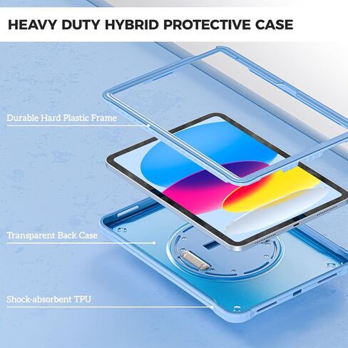ProCase for iPad 11th Generation A16 2025/iPad 10th Generation Case 10.9 Inch 2022, Heavy Duty Shockproof Rugged Cover with Hand Strap 360 Degree Rotatable Kickstand Protective for iPad 11/10 -Black in Saudi Arabia