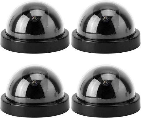 Dioche 4PCS Dome Simulation Dummy Fake Security Camera, Anti-Theft CCTV Surveillance Camera with Flashing LED Light (Black), Fake Camera Lens for Home Retail Dorm and Office in Saudi Arabia
