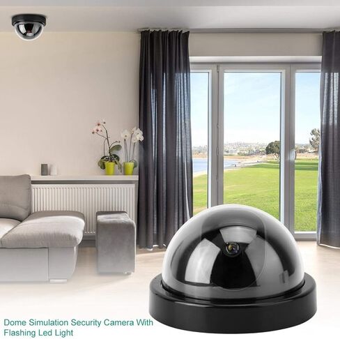 Dioche 4PCS Dome Simulation Dummy Fake Security Camera, Anti-Theft CCTV Surveillance Camera with Flashing LED Light (Black), Fake Camera Lens for Home Retail Dorm and Office in Saudi Arabia