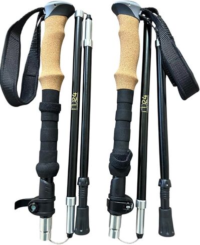أعمدة الرحلات القابلة للطي 100 ٪ أعمدة المشي لمسافات طويلة مع EVA+Cork Grip طول قابلة للتعديل وعملية تلقائية كاملة فائقة السفر قابلة للتنزه القابلة للطي قابلة للانهيار in Saudi Arabia