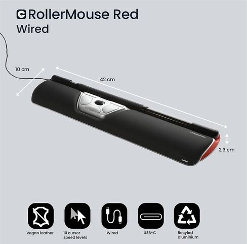 Contour Wireless RollerMouse Red - Ergonomic Design Reduces Shoulder, Forearm, Wrist Strain | Ideal for RSI/Carpal Tunnel | 6 Customizable Buttons | 10 Speed Settings | Mac/PC Compatible in Kuwait
