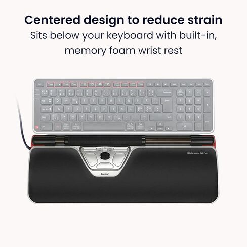 Contour Wireless RollerMouse Red - Ergonomic Design Reduces Shoulder, Forearm, Wrist Strain | Ideal for RSI/Carpal Tunnel | 6 Customizable Buttons | 10 Speed Settings | Mac/PC Compatible in Kuwait