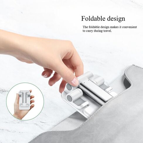Cell Phone Stand for Desk, Foldable & Height Angle Adjustable Phone Holder with Silicon Pad, Compatible with iPhone 16/15/14/13/12, Samsung Galaxy & All Smartphones, Black in Saudi Arabia