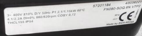المروحة المستخدمة للوحدات الخارجية من معدات تكييف الهواء 400V 4.1/2.2A 2100/1150W 860/620 دورة في الدقيقة مروحة التبريد in Saudi Arabia