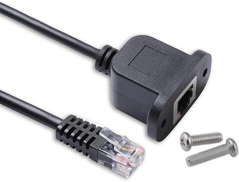 RJ11 RJ12 Straight Through Wired 6P6C Female Panel Mount to 6P6C Male Extension Cable (0.5M,Straight Through) in Saudi Arabia