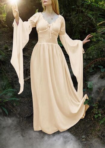 VNVNE Halloween Renaissance Witch Dress for Women, Victorian Vintage Medieval Pirate Peasant Gothic Fairy Cosplay Costumes in Kuwait