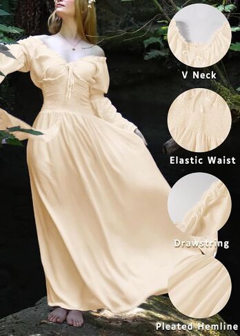 VNVNE Halloween Renaissance Witch Dress for Women, Victorian Vintage Medieval Pirate Peasant Gothic Fairy Cosplay Costumes in Kuwait