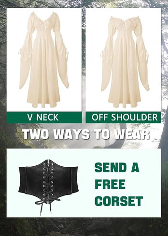 VNVNE Halloween Renaissance Witch Dress for Women, Victorian Vintage Medieval Pirate Peasant Gothic Fairy Cosplay Costumes in Kuwait
