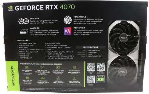 MSI Gaming GeForce RTX 4070 12GB GDRR6X 192-Bit HDMI/DP Nvlink TORX Fan 4.0 Ada Lovelace Architecture Graphics Card (RTX 4070 Ventus 2X 12G OC) (Renewed) in Saudi Arabia